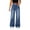 51#Dark Blue, variant on Women's Mid Low Waist Loose Flared Jeans Casual Stretchy Comfortable Basic Style