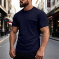 thumbnail image 2 of Men's T-Shirt Pocket Short Sleeve Shirts Running Athletic Workout Active Sun Protection Quick Dry Big and Tall Size S-3XL Navy, 2 of 8