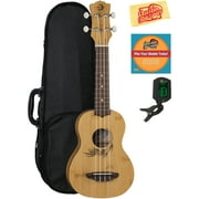 Luna Uke Bamboo Soprano Ukulele Bundle with Hard Case, Tuner, Austin Bazaar Instructional DVD, and Polishing Cloth