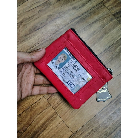 Womens Slim Coin Purse, Leather Wallet Credit Card Holder Mini Front Pocket Wallet Coin Purse with Keychain for Daily Using