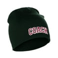 thumbnail image 2 of I&W Sports Team Coach Arch Letters Winter Knit Cuffless Beanie 3D Raised Layers, Dk Green Beanie White Red, 2 of 2