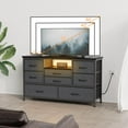 thumbnail image 6 of Jojoka 8-Drawers TV Stand with LED Light and Power Outlets for 55" TV, Dresser Chest of Drawers for Bedroom, Wood Top and Fabric Drawer for Entryway, Light Grey, 6 of 9