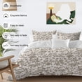 thumbnail image 4 of Farmhouse Brown Duvet Cover Set, Vintage Flower Leaf Botanical Plant Soft Duvet Cover Full Size Bedding Set 4 Pieces, 1 Quiltcover and 2 Pillowcases with Zipper, 1 Bed Sheet for All Seasons, 4 of 9
