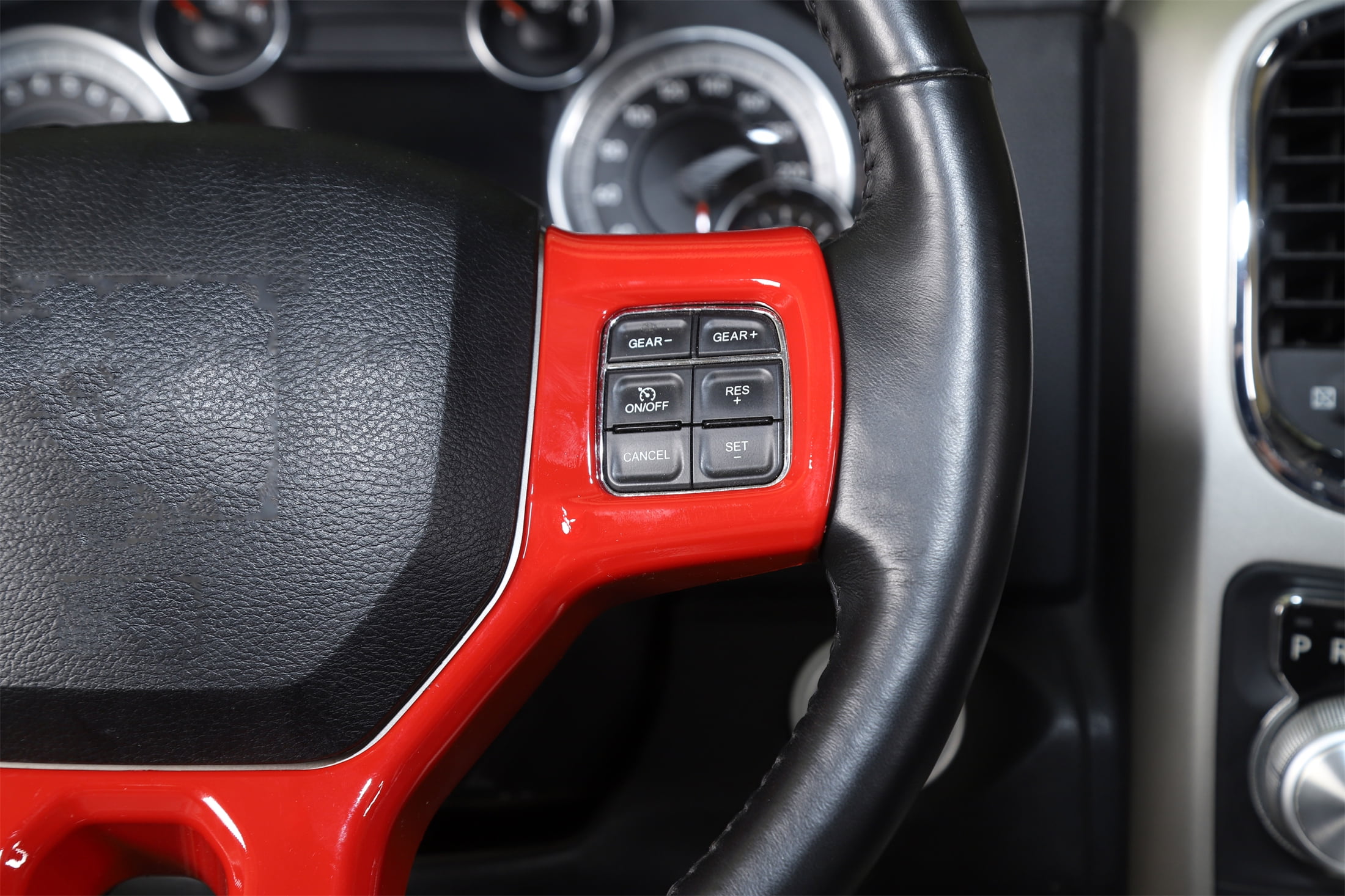CheroCar Steering Wheel Cover Interior Decoration Accessories for Dodge RAM 2010-2017,Red