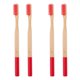 thumbnail image 5 of 4 cepillos de dientes de bambú biodegradables, ecológicos, para viajes y uso doméstico (rojos)., 5 of 7