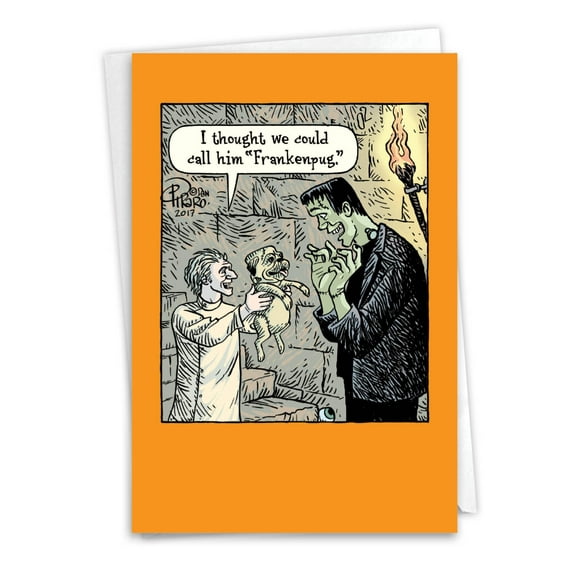 1 Funny Halloween Card with Envelope - Frankenpug C6232HWG