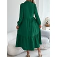 thumbnail image 5 of Women's Fall Fashion V Neck Long Sleeve Ruffle Dresses Tiered Swing Flowy Wedding Guest Cocktail Party Dress, 5 of 5