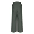 thumbnail image 4 of Htigea Linen Pants for Womens Elastic High Waisted Palazzo Pants Casual Wide Leg Long Lounge Pant Trousers with Pocket Today Deals Army Green,XL, 4 of 6