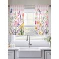 thumbnail image 5 of Wildflowers Sheer Curtains 54 Inch Length 2 Panels Set Window Treatments, Spring Watercolor Tulip Floral Leaf Pink Plaid Rod Pocket Semi Curtains for Living Room/Bedroom/Kitchen Décor, 104"W x 54"L, 5 of 7