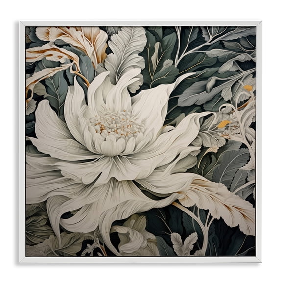 Stupell Industries French Country Traditional Curving Flowers White Framed Giclee Art, 17 x 17, by Lazar Studio