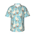 thumbnail image 1 of Fotbe White Geese and Flower Camisa Hawaiana para Hombre Unisex – Camisa Casual de Verano con Botones de Manga Corta de Algodón y Lino,Medium, 1 of 7