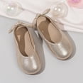 thumbnail image 6 of Girls Dress Shoes Mary Jane Flats | Decorative Bow, Princess Shoes, Cushioned Comfort, Non-Slip Sole, Toddler and Little Girls, Daily Wear Gold 25, 6 of 7