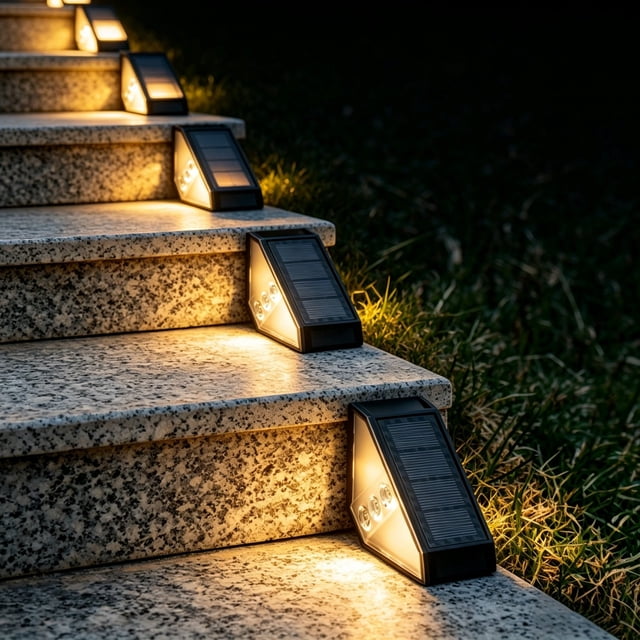 Solar Powered Stair Step Lights 2 Color Options Rainproof Outdoor Walkway Lights For Patio Garden Yard And Outdoor Space Decoration