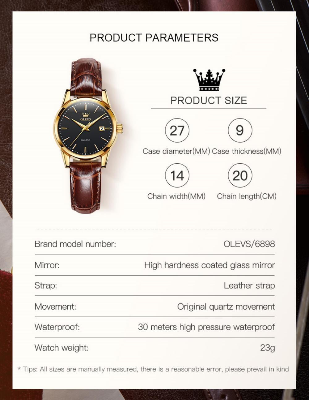OLEVS Watches for Women Luxury Dress Analog Quartz Easy Read Digital Date Classic Luminous Brown Leather Strap Waterproof Female Wrist Watches Relojes para Mujer