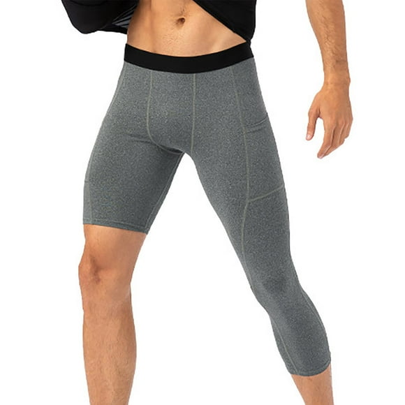asjyhkr Men's Compression Shorts with a Single-Legged with Side Pockets Workout Gym Basketball Base Layer