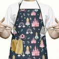 thumbnail image 2 of Dark Blue Princess Castle Night Pattern Apron-Garden Aprons for Women with Pockets-Cotton Linen Waterproof Kitchen Cooking Gardening Aprons Adjustable for Kitchen,Cooking,BBQ and Salon 33x27 Inch, 2 of 4