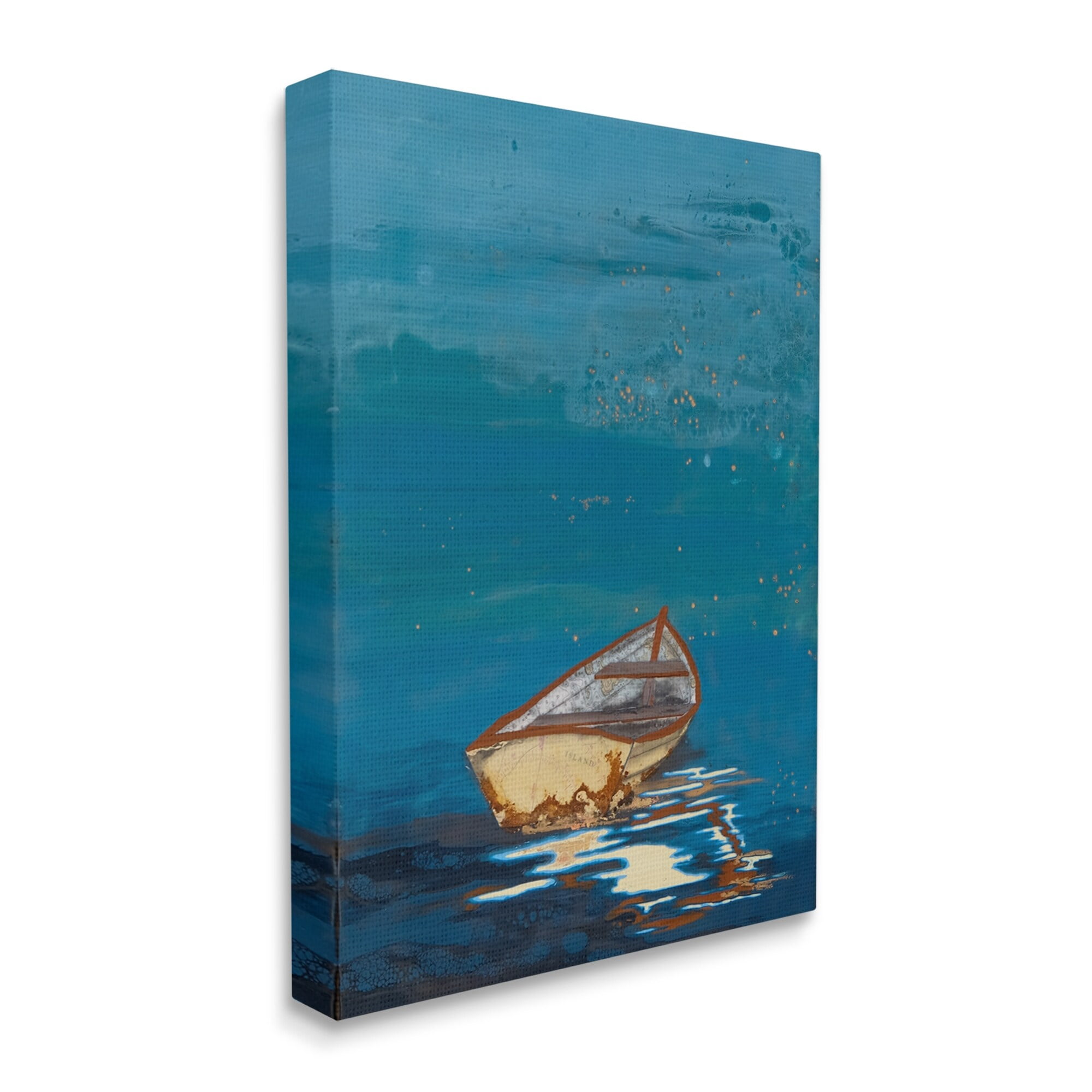 Stupell Industries Single Boat Ocean Surface Layered Marine Collage Painting Gallery Wrapped Canvas Print Wall Art, Design by Stacy Gresell