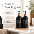 thumbnail image 3 of HBK Glass Soap Dispenser Set with Bamboo Tray, Matte Black Dish and Hand Soap Bottles for Kitchen Sink, 2 Count, 3 of 8