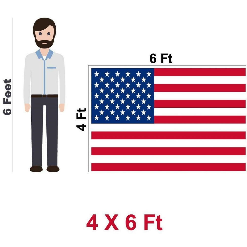 4'x6' ft, American Flag US USA | EMBROIDERED Stars, Sewn Stripes, Brass Grommets.