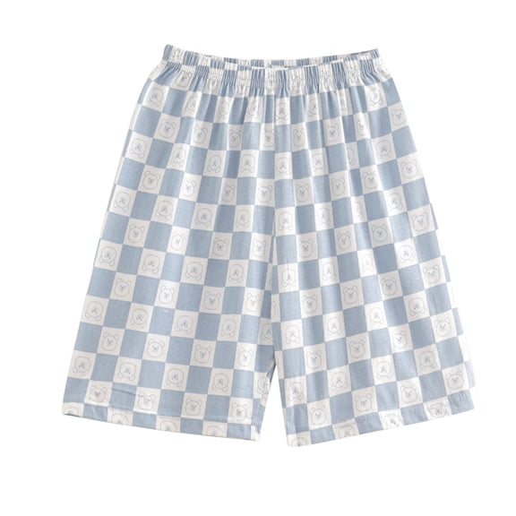 CYRBOKO Boys Casual Shorts, Elastic Waist Cotton Athletic Printed Casual Shorts Light Blue Size 14-16T