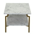 thumbnail image 6 of Household Essentials Crown Rectangular Coffee Table with Storage Shelf White Marble and Gold Metal, 6 of 9