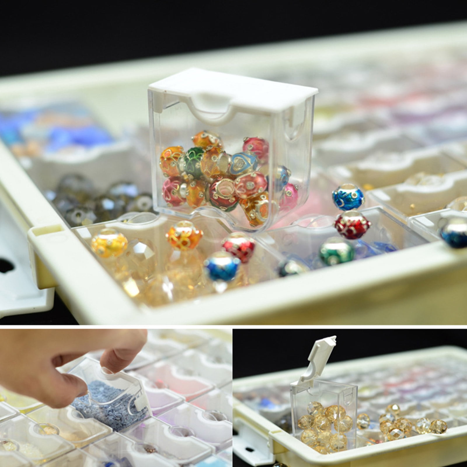Versatile Jewelry Beads Organizers Small Accessories Storage Container with Compartments Transparents Lid Sorting Tray