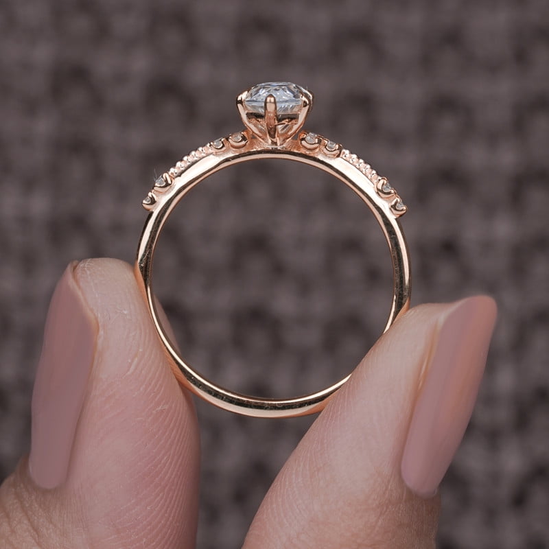 Cora Jewellery Art Deco 1.0CT Marquise Cut Engagement Ring for Women, 10K Rose Gold, 10.5 US