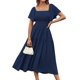 thumbnail image 1 of Vestido GRACE KARIN de verano con mangas con volantes, azul marino fruncido, 1 of 9