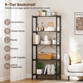 thumbnail image 6 of Costway 5-Tier Rustic Industrial Bookshelf Wood Display Storage Rack with Metal Frame, 6 of 10