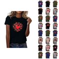 thumbnail image 1 of T-shirts de la Saint-Valentin pour Femmes 2026 Mode Manches Courtes Col Rond Cœur Graphique, 1 of 4