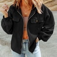 thumbnail image 2 of BiZtdJrK Womens Fleece Zip Up Jacket with Hooded Solid Color Long Sleeve Sweatshirt Jackets Casual Pockets Hoodies Coat Fall Clothes Ofertas Flash Black XXL, 2 of 9