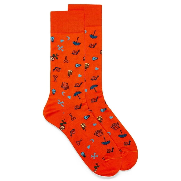 BUGATCHI Eclectic Symbol Socks Orange Made in Italy