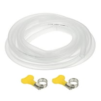 Uxcell Vinyl Tubing, 3/8"ID X 1/2"OD Flexible Clear Plastic Tube with 2 Hose Clamps, Hose Line Pipe, 16.4FT