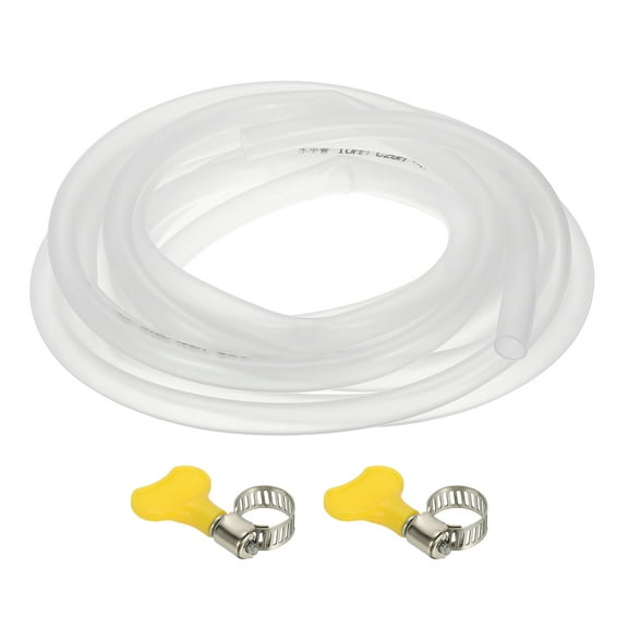 Uxcell Vinyl Tubing, 3/8"ID X 1/2"OD Flexible Clear Plastic Tube with 2 Hose Clamps, Hose Line Pipe, 16.4FT