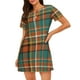 thumbnail image 1 of Easygdp colorful plaid Camisón de manga corta para mujer, informal, estampado, 1 of 6