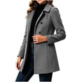 thumbnail image 2 of Zormilly Pea Coats for Women Long Sleeve Double Breasted Lapel Collared Winter Coat with Pockets Buttons Slim Jackets, S-2XL, 2 of 6