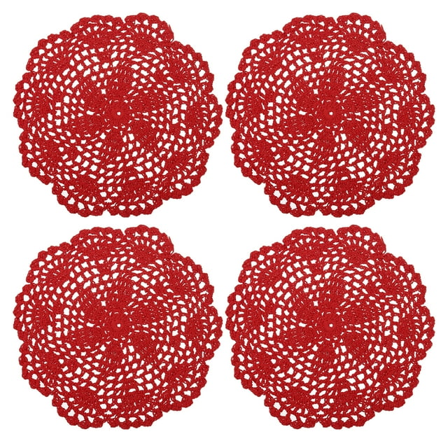 Posavasos de ganchillo hechos a mano de Uxcell, manteles de encaje redondos de algodón con patrones florales, 4 piezas