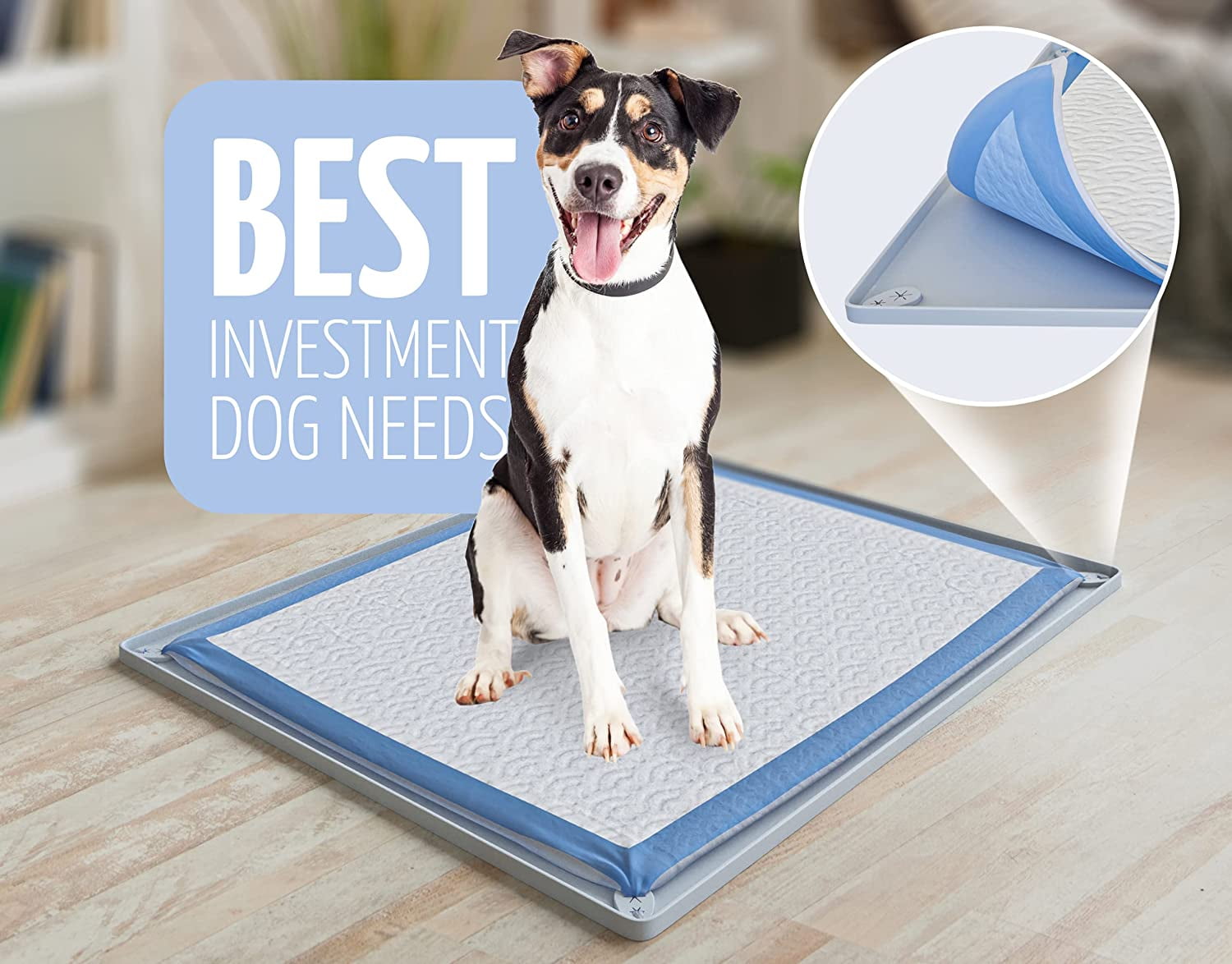 Skywin Pee Pad Holder - No Spill and Leaks Silicone Puppy Pad Holder, Secure 30 x 23 Inches Pee Pad, Grey