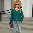 thumbnail image 2 of SWSMCLT Women's Soft Pullover Sweater Warm Top Elegant Duster Cardigan Crewneck Long Sleeve Fashion Spring Loose Peacock Blue Large, 2 of 5