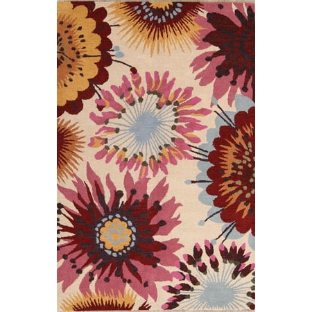 Handmade Oushak Colorful Floral Area Rug Ivory 10x13