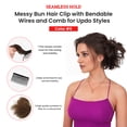 thumbnail image 5 of Seamless Hold Messy Bun Hair Clip with Bendable Wires and Comb for Updo Styles – Adjustable Hair Extension, Foxtail Comb Updo Hair Bun Ponytail & Chignon (6 Chestnut Brown), 5 of 6