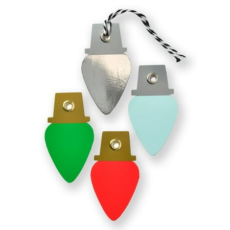 Masterpiece Studios Silver Paper - Roobee String Light Foil Holiday Gift Tags & String, 16 count