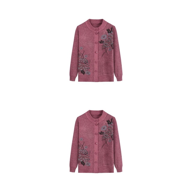 Transemion Femmes Âgées Tricot Pull Exécution Exquise Cadeaux Réfléchis Chaud M Rose 2Set