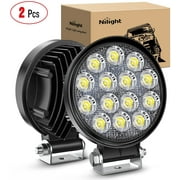 Nilight LED Pods 2Pcs 4.5Inch 42W 4200LM Round Flood Light Off Road Lights Fog Lights Driving Roof LED Light Bar Work