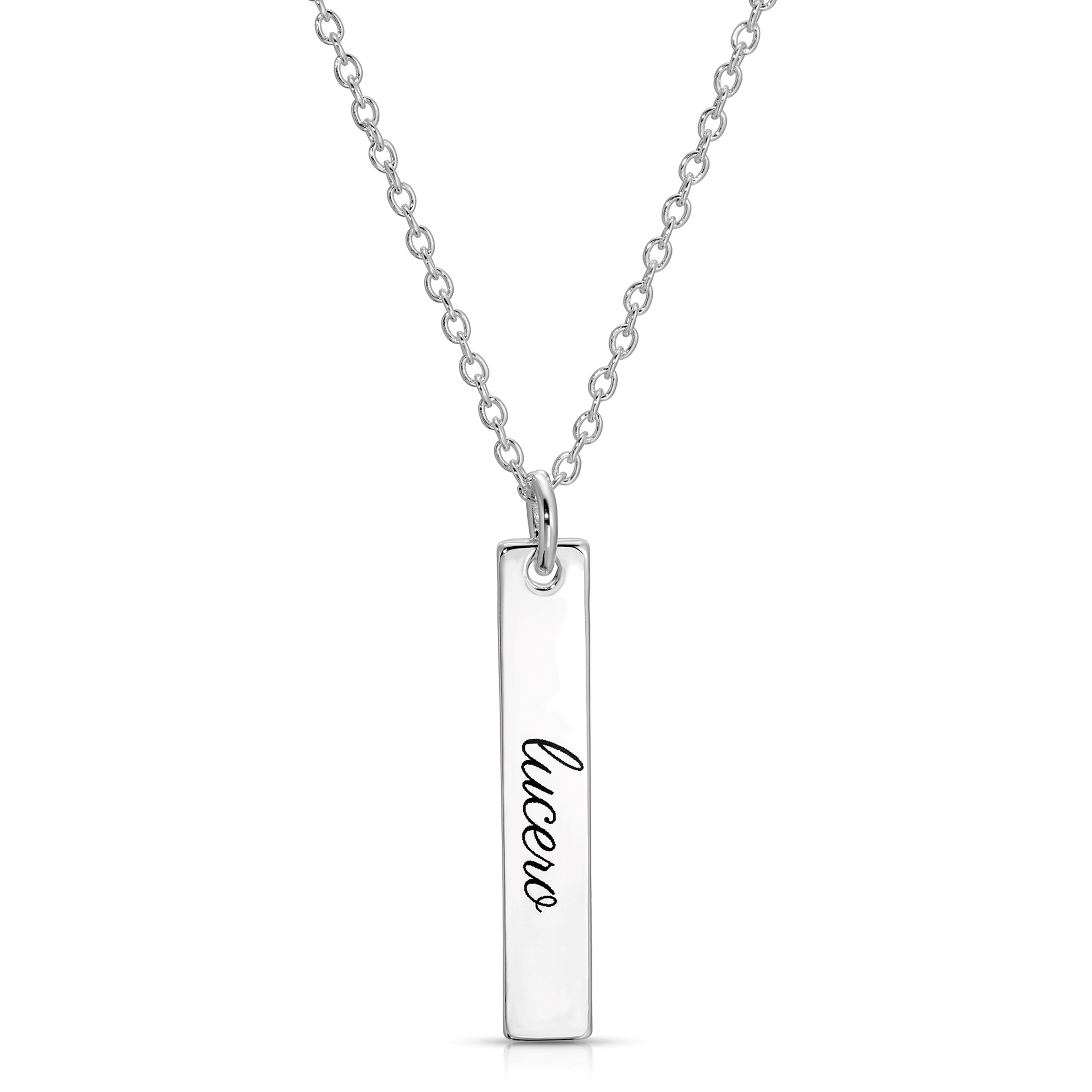 Engraved Silver Bar Necklace