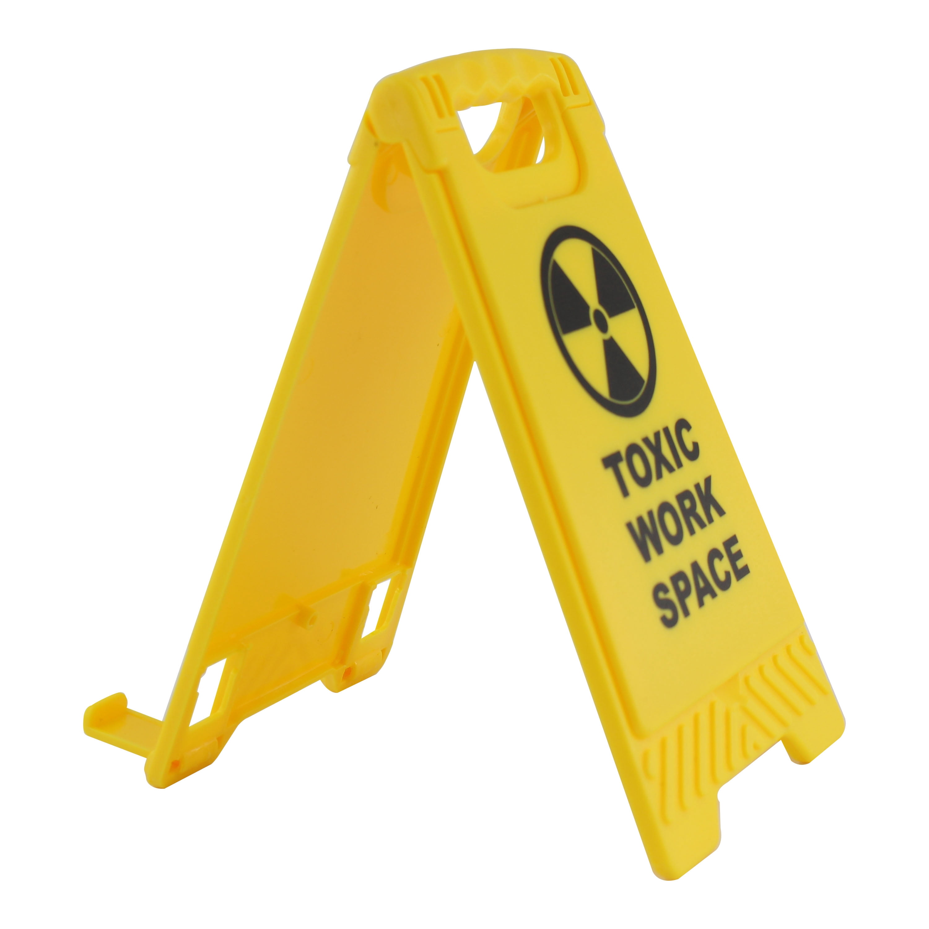 Warning Sign Desk Accessory with Phone Stand and Mirror, 3.11 x 5.43 in