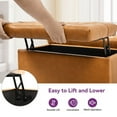thumbnail image 2 of Dextrus 16.14''H Coffee Table Square Storage Ottoman, Brown Faux Leather, Living Room, 2 of 5