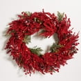 thumbnail image 3 of SAFAVIEH Faux 30 Inch Red Berry & Pine Led Wreath, Deep Red/Green, 3 of 7