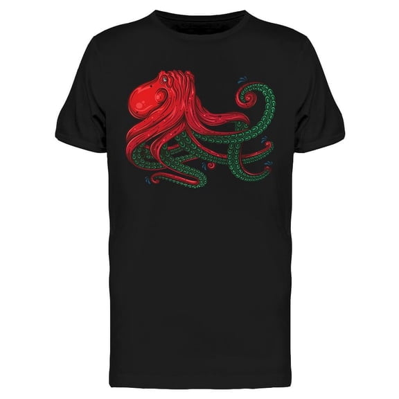 Red And Green Octopus T-Shirt Men -Image by Shutterstock, Male Large