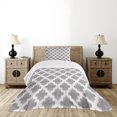 thumbnail image 4 of Ambesonne Grey and White Quilted Bedspread Set 2 Pcs, Geometric Damask, Twin Size, Dimgrey White, 4 of 5